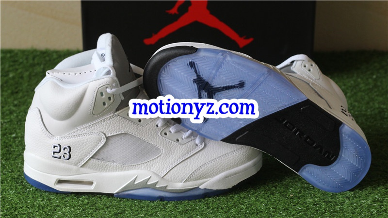 Authentic Air Jordan 5 Retro Metallic White